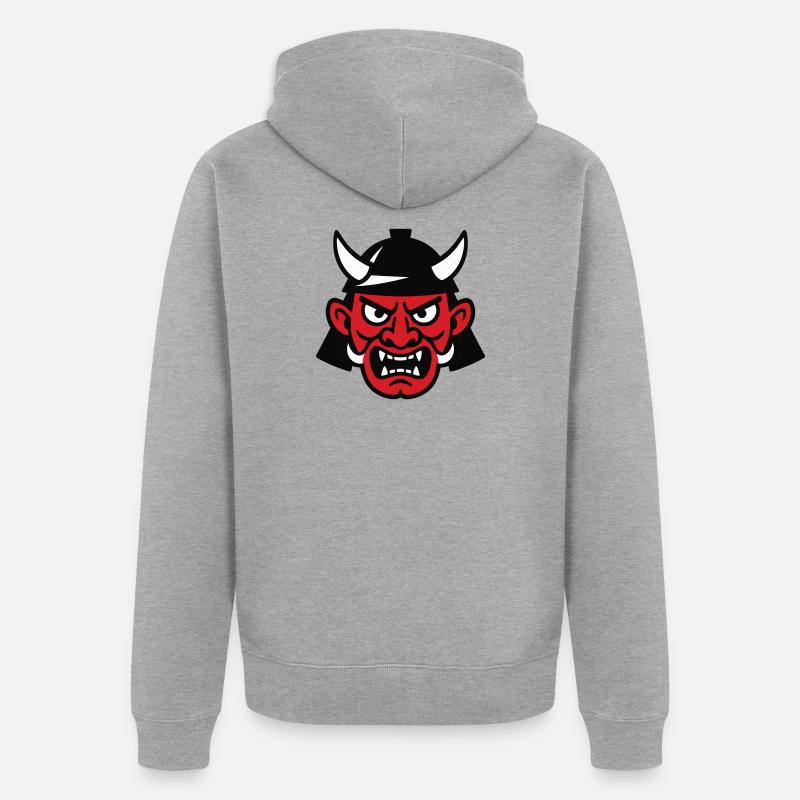 Samurai Devil - Unisex Premium Bio Zip Hoodie - Grau meliert