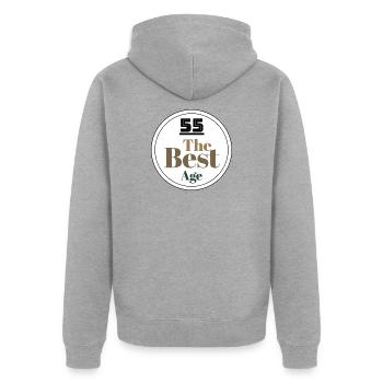 The best Age serie - Unisex Premium Bio Zip Hoodie - Grau meliert - Hinten - Nico (187cm)