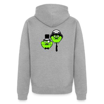 2 Frogs Sir Lunettes Empire Monocle Homme Chapeau Haut de forme - Veste à capuche bio Premium Unisexe - gris chiné - Dos - Nico (187cm)