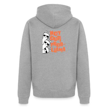 Not our Problama 3 Llamas Friends Team Sunglasses - Unisex Premium Organic Zip Hoodie - heather grey - Back - Nico (187cm)