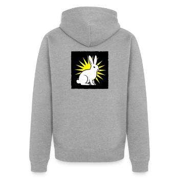 Cool bunny in punk rock & pop art style - Unisex Premium Organic Zip Hoodie - heather grey - Back - Nico (187cm)