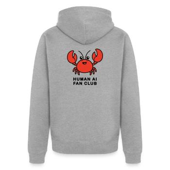 Human AI Fan Club - Unisex Premium Organic Zip Hoodie - heather grey - Back - Nico (187cm)