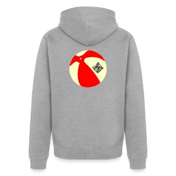Ball QR - Unisex Premium Bio Zip Hoodie - Grau meliert - Hinten - Nico (187cm)