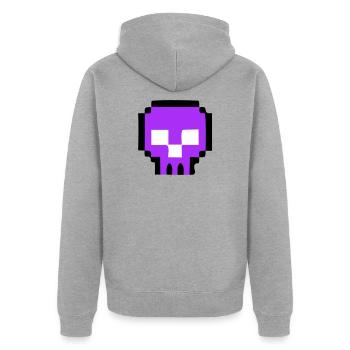 Pixel Totenkopf Game Over - Unisex Premium Bio Zip Hoodie - Grau meliert - Hinten - Nico (187cm)