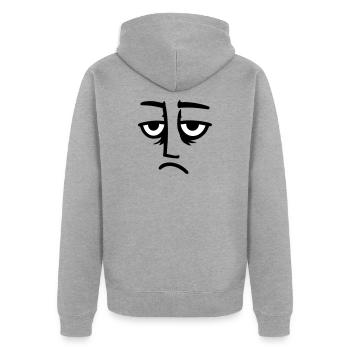 Mürrisches Trauriges Enttäuschtes Gesicht Lustig - Veste à capuche bio Premium Unisexe - gris chiné - Dos - Nico (187cm)