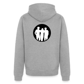 Menschen Gruppe Silhouette Freunde Team Zusammen - Unisex Premium Bio Zip Hoodie - Grau meliert - Hinten - Nico (187cm)