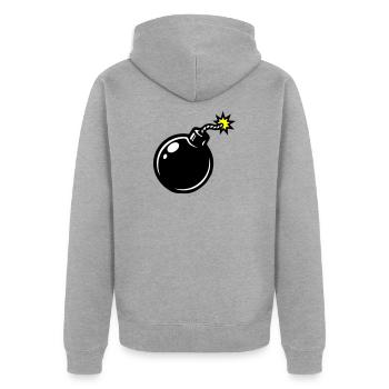 Bombe Comic - Unisex Premium Bio Zip Hoodie - Grau meliert - Hinten - Nico (187cm)