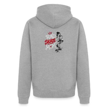 Cool Skater Mom mit Baby - Skateboarding - Unisex Premium Bio Zip Hoodie - Grau meliert - Hinten - Nico (187cm)