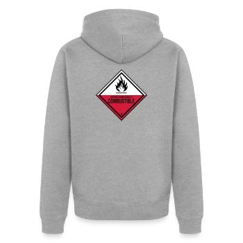 flamme danger inflammable humour ironie pompiers - Veste à capuche bio Premium Unisexe - gris chiné - Dos - Nico (187cm)