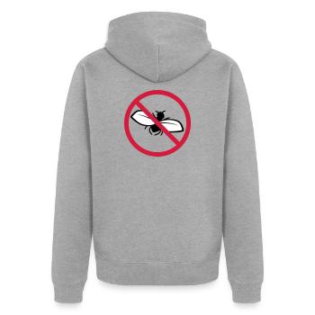Bouclier interdit de mouche - Veste à capuche bio Premium Unisexe - gris chiné - Dos - Nico (187cm)