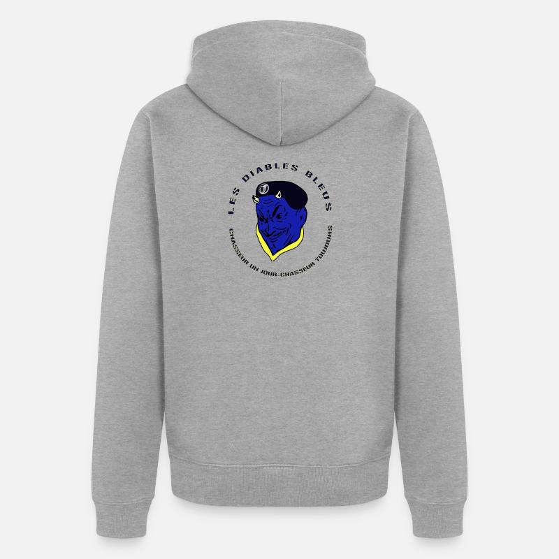 Devises Chasseurs Diables Bleus - Armée Française - Veste à capuche bio Premium Unisexe - gris chiné