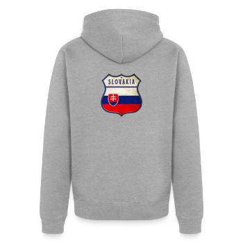 Slowakei Flaggen Wappen Design - Unisex Premium Bio Zip Hoodie - Grau meliert - Hinten - Nico (187cm)