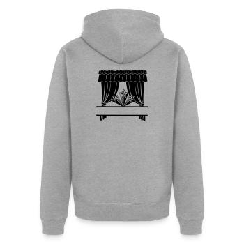 Curtains theater star with name bar - Unisex Premium Organic Zip Hoodie - heather grey - Back - Nico (187cm)