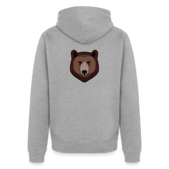 Bär - Bärenkopf - Logo - Unisex Premium Bio Zip Hoodie - Grau meliert - Hinten - Nico (187cm)