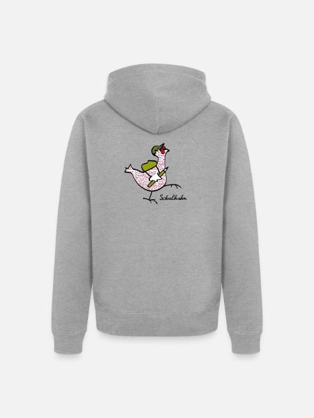 RIKELS Das Schul-Huhn starke Begleiter im Alltag - Unisex Premium Bio Zip Hoodie - Grau meliert