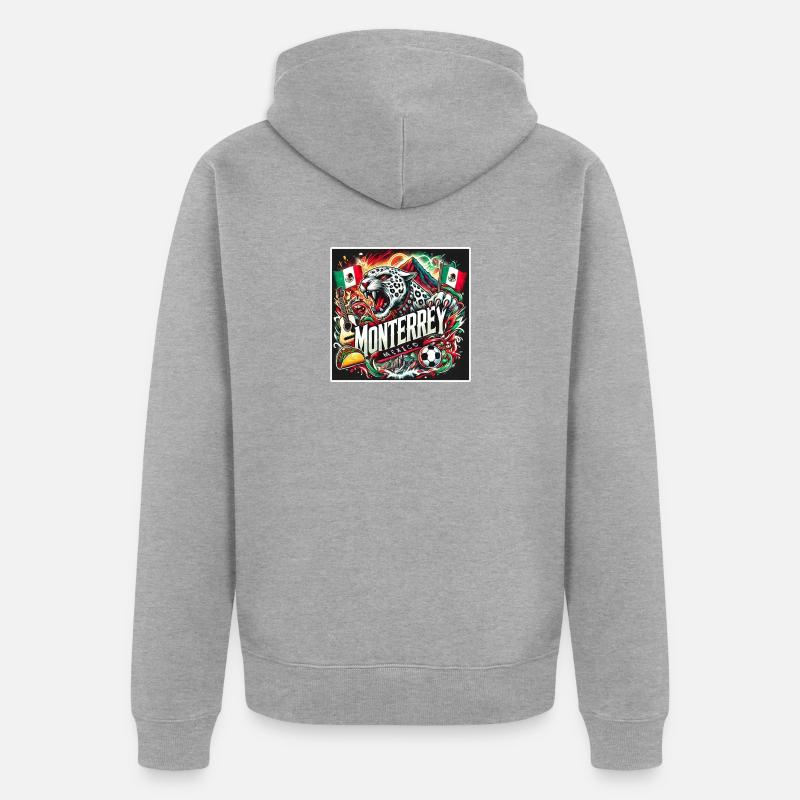Monterrey Mexiko Städte Design - Unisex Premium Bio Zip Hoodie - Grau meliert
