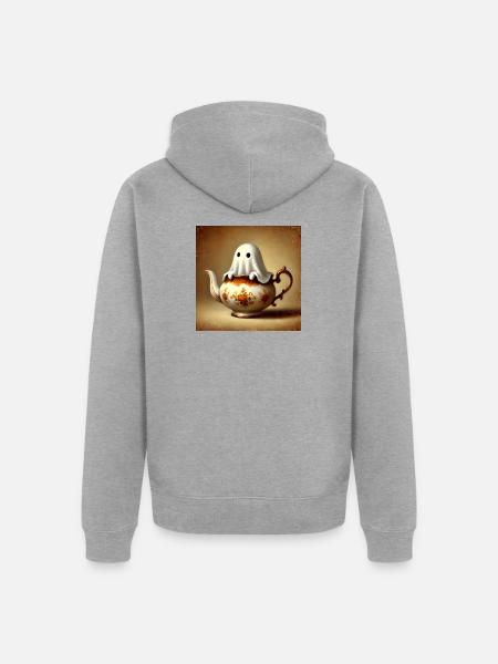 Geist in der Teekanne - Unisex Premium Bio Zip Hoodie - Grau meliert