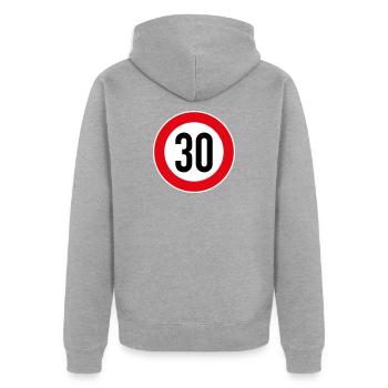 30 Birthday - Unisex Premium Organic Zip Hoodie - heather grey - Back - Nico (187cm)