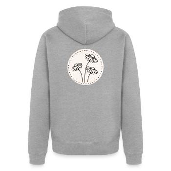Daisy Line Art – Floral Motif Circle - Unisex Premium Organic Zip Hoodie - heather grey - Back - Nico (187cm)
