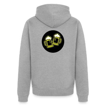 Bier Anstoßen Symbol Bierkrug - Unisex Premium Bio Zip Hoodie - Grau meliert - Hinten - Nico (187cm)