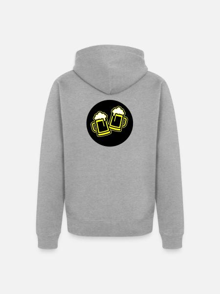 Bier Anstoßen Symbol Bierkrug - Unisex Premium Bio Zip Hoodie - Grau meliert