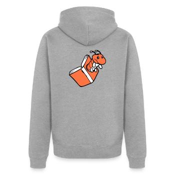 bookworm caterpillar nerd book hole geek worm read - Unisex Premium Organic Zip Hoodie - heather grey - Back - Nico (187cm)