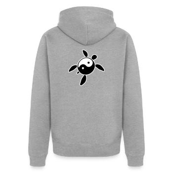 Tortues, Carapace, Yin, Yang, Symbole, Équilibre - Veste à capuche bio Premium Unisexe - gris chiné - Dos - Nico (187cm)