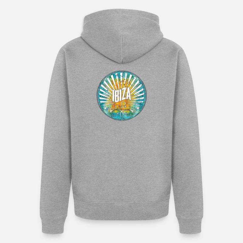Conception de l’Ibiza Flow Sunrise - Veste à capuche bio Premium Unisexe - gris chiné