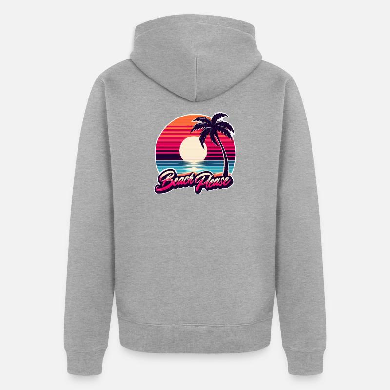 Coucher de soleil plage Beach Please - Veste à capuche bio Premium Unisexe - gris chiné
