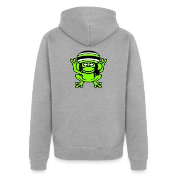 Frog Reggae Music Rasta Hair Hat Jamaica Fun - Unisex Premium Organic Zip Hoodie - heather grey - Back - Nico (187cm)