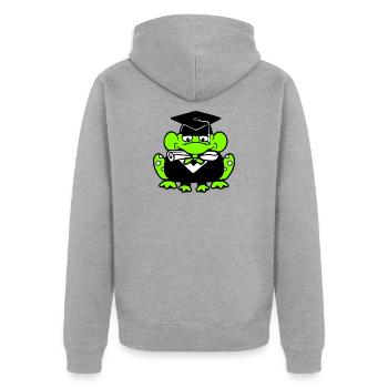 Frosch Schulabschluss Abitur bestanden College süß - Unisex Premium Bio Zip Hoodie - Grau meliert - Hinten - Nico (187cm)