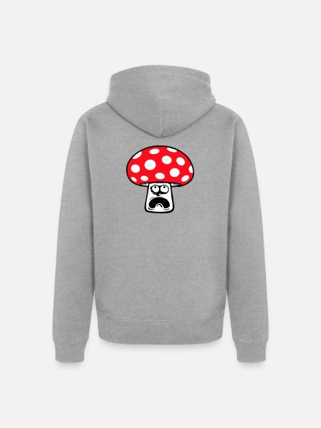 Mushroom frightened, panicking, looking up, - Unisex Premium Organic Zip Hoodie - heather grey