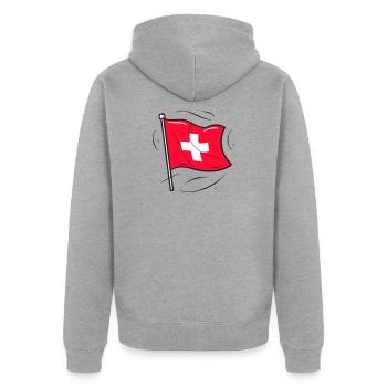 Drapeau suisse Patriot Design - Veste à capuche bio Premium Unisexe - gris chiné - Dos - Nico (187cm)