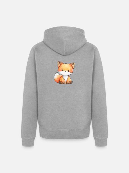 Illustrated Fox – Geschichtenerzählen und Waldatmosphäre - Unisex Premium Bio Zip Hoodie - Grau meliert