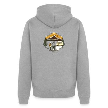 Rentner auf Reisen Berglandschaft - Unisex Premium Bio Zip Hoodie - Grau meliert - Hinten - Nico (187cm)