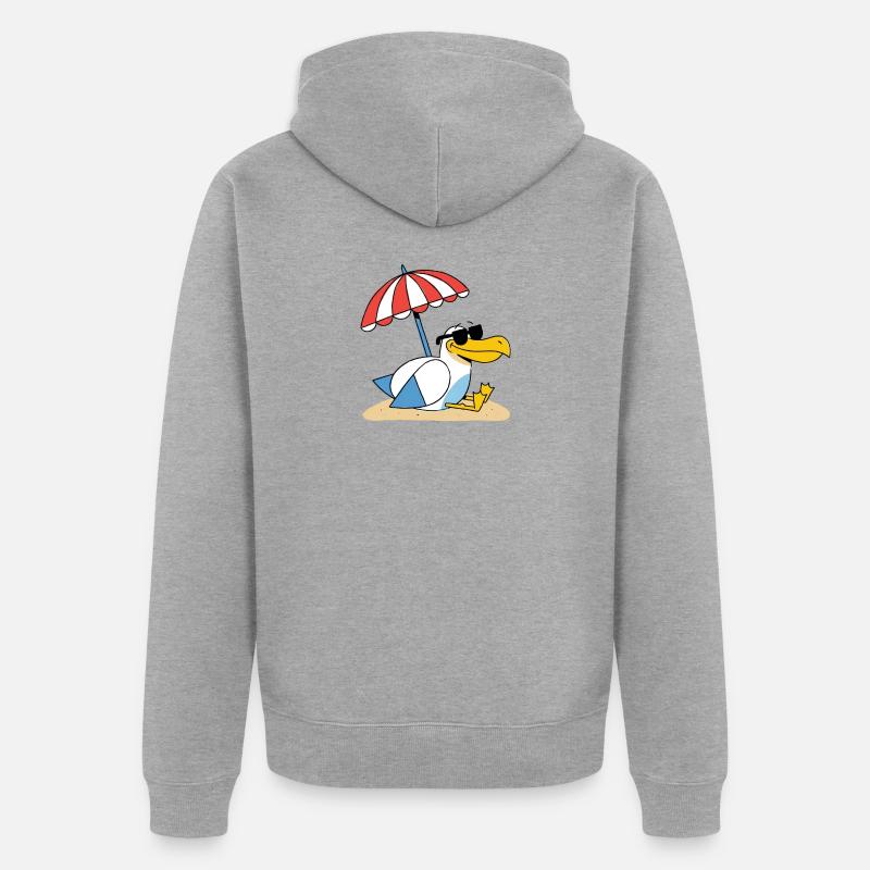 Mouette de plage ensoleillée avec parapluie - Veste à capuche bio Premium Unisexe - gris chiné