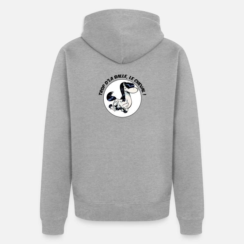 Trop d'la balle, le cheval ! - Veste à capuche bio Premium Unisexe - gris chiné