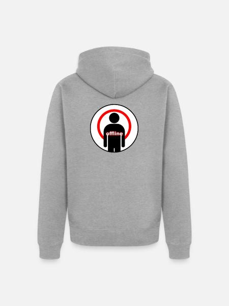 Offline Mode Introvert Signal Lost - Unisex Premium Bio Zip Hoodie - Grau meliert