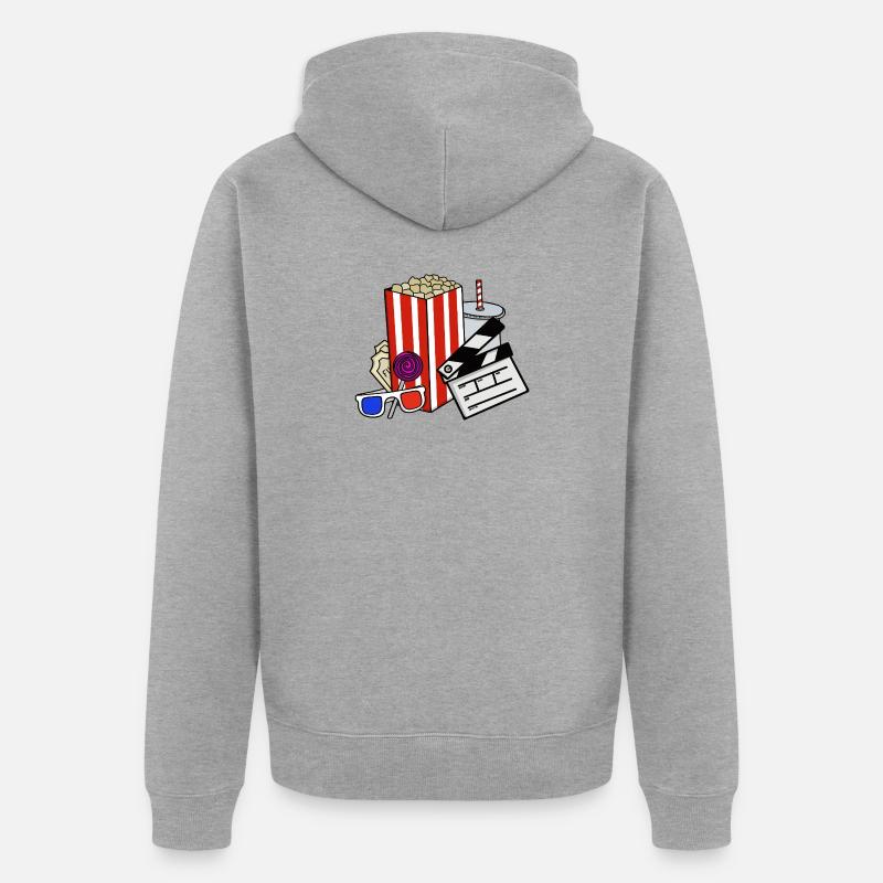 Collage de Snacks de Cinéma Rétro - Veste à capuche bio Premium Unisexe - gris chiné