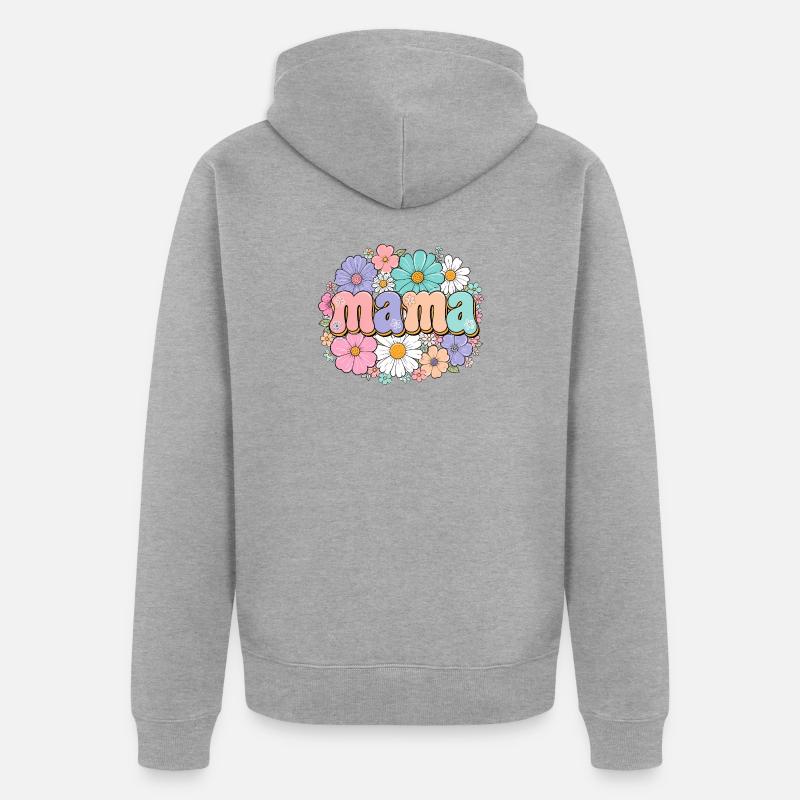 Fleurs de maman rétro - Veste à capuche bio Premium Unisexe - gris chiné