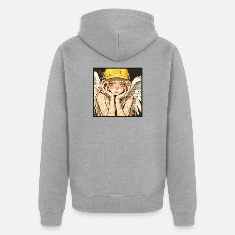 Ouvrier Ailé, Rêveur - Veste à capuche bio Premium Unisexe - gris chiné