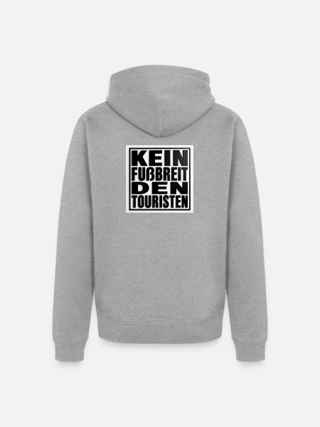 Kein Fussbreit den Touristen - Unisex Premium Bio Zip Hoodie - Grau meliert