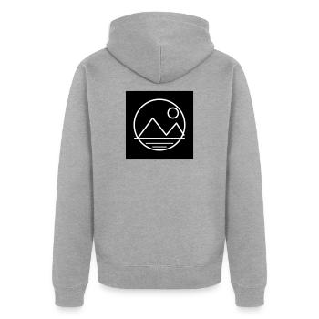 Mond- und Berglandschaft - Unisex Premium Bio Zip Hoodie - Grau meliert - Hinten - Nico (187cm)