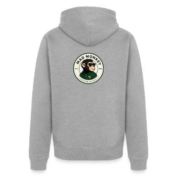 Singe Fou Singe Polo Vert - Veste à capuche bio Premium Unisexe - gris chiné - Dos - Nico (187cm)
