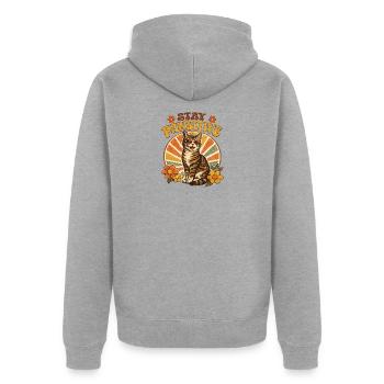 Stay Pawsitive Katze - Unisex Premium Bio Zip Hoodie - Grau meliert - Hinten - Nico (187cm)