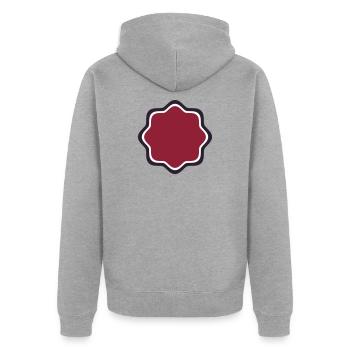 Emblème Cadre Bordeaux - Créez votre propre texte - Veste à capuche bio Premium Unisexe - gris chiné - Dos - Nico (187cm)