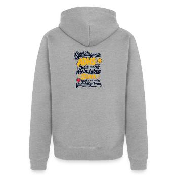 Spätdiagnose ADHS Jetzt Macht Mein Leben Sinn - Unisex Premium Bio Zip Hoodie - Grau meliert - Hinten - Nico (187cm)