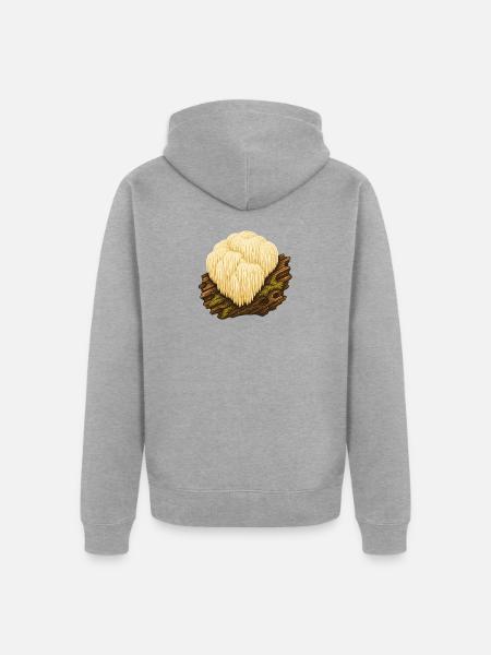 Igelstachelbart auf Totholz - Unisex Premium Bio Zip Hoodie - Grau meliert