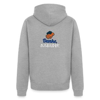Danke, Ausbilder! Shirt für Kameradschaft - Unisex Premium Bio Zip Hoodie - Grau meliert - Hinten - Nico (187cm)