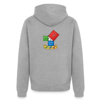 Satz des Pythagoras – Mathe einfach erklärt - Unisex Premium Bio Zip Hoodie - Grau meliert - Hinten - Nico (187cm)